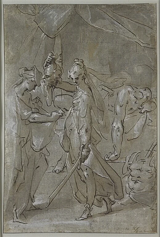 Bartholomeus Spranger - 149, Giuditta mette la testa di Oloferne nella borsa tenuta dal suo servo, Louvre, Parigi